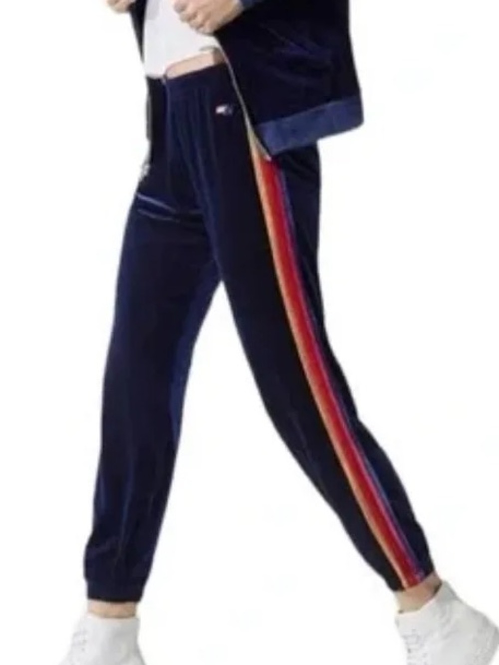 AVIATOR NATION Velvet Track Suit (set) with Rainbow Side Stripe - Navy - Picture 3 of 8
